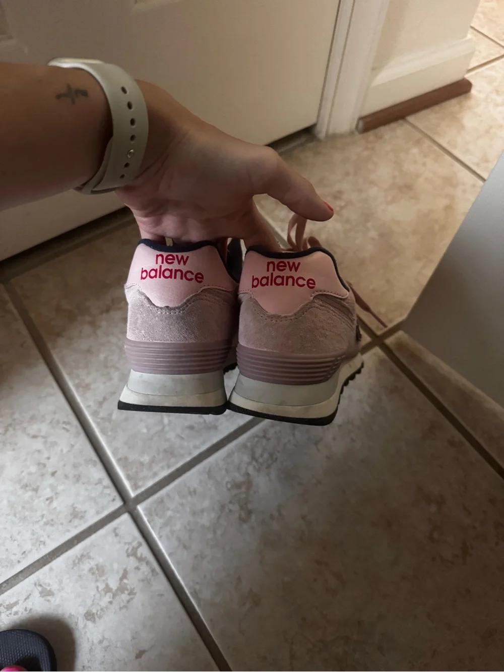 New Balance Women's Light Pink Suede Accent Sneakers